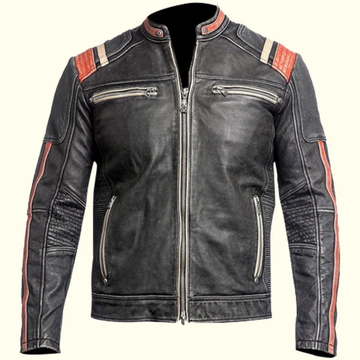 Balleruss Men's Vintage Motorcycle Leather Jacket