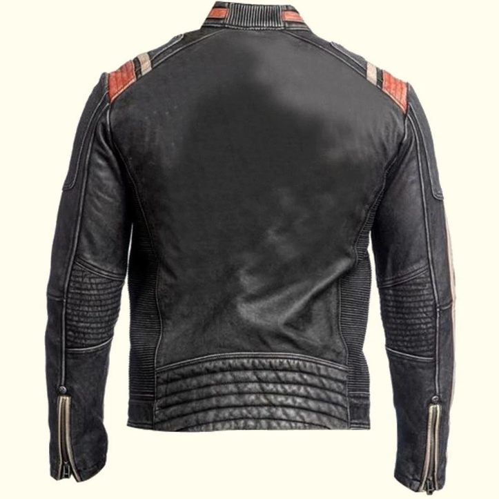 Balleruss Men's Vintage Motorcycle Leather Jacket