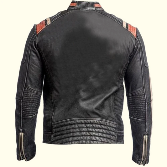 Balleruss Men's Vintage Motorcycle Leather Jacket