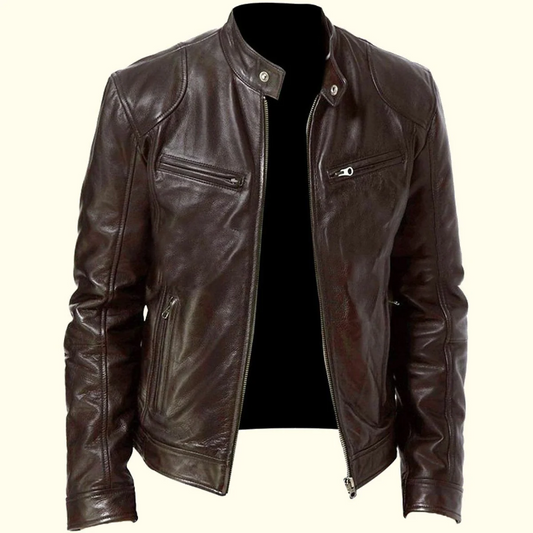 Balleruss Brown Moto Leather Jacket